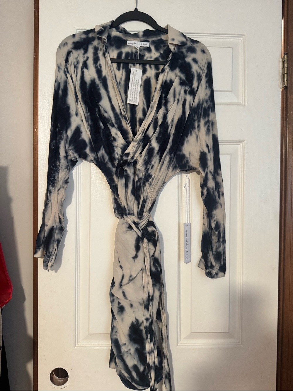 Tie-Dye Wrap Dress - Navy & Cream